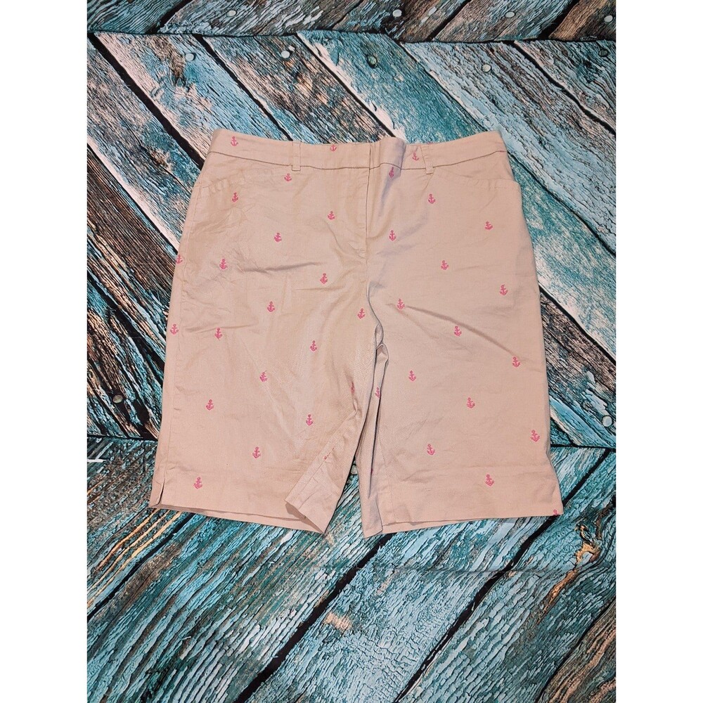 Charter club size 12 khaki Bermuda shorts with flamingo print
